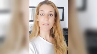 Naked blonde girl teasing and pooping