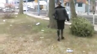 Sexy horny girl poops in the forest