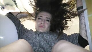 Amateur sexy brunette showing her long poop