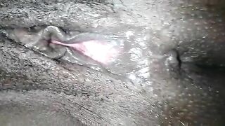 Wet sticky pussy and poop closeup