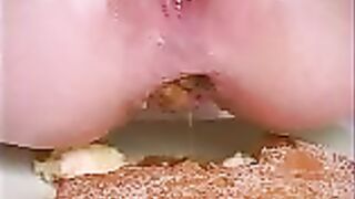 Small tits girl spread legs for poop