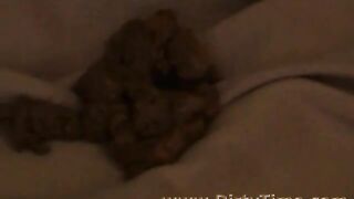 Chubby lady smearing and masturbating in toilet