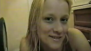 Amateur blonde wife pooping thick cheeky load