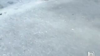 Cute round ass Japanese gal pooping in the backyard