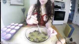 Nasty lady poops hard in the muffins