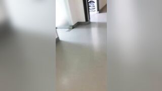 Big shit on the floor of a hospital toilet