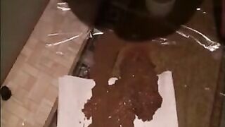 Mature wife is doing a lot of liquid shit