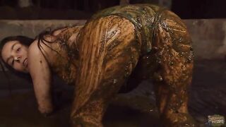 Chubby ass babes taking bath in cow dung compilation