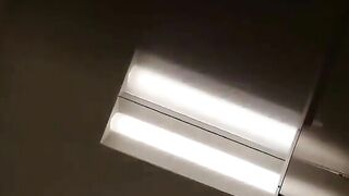 Woman sits on a toilet and takes a huge shit