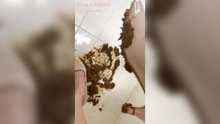 Pooping and messing it on the floor in toilet