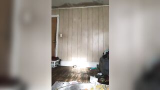 Dirty ebony lady smearing shit