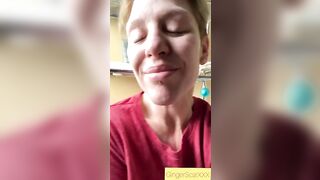 Relieving herself at home