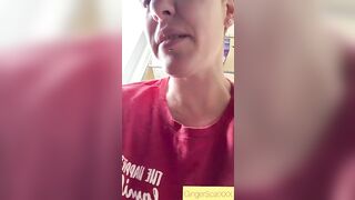 Relieving herself at home