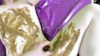 Gorgeous girl gets her sweet asshole and body smeared