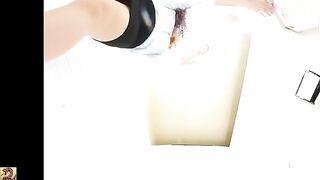 Cute hairy muffin Japanese babe caught pooping