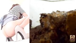 Cute Japanese brunette babe caught pooping