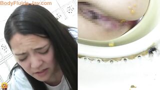 Hot hairy Japanese milf caught pooping POV