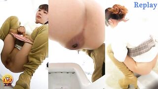 Cute Jap girl pooping in knee-high boots