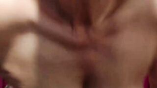 Mature nerdy lady shitting messy load