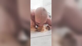 Nasty busty blonde milf pooping and licking