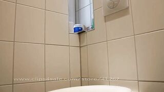 Cute round ass girl teasing and pooping in toilet