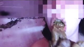 Amateur scat whore eating and swallowing shit