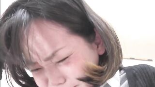Japanese office lady pushing poop