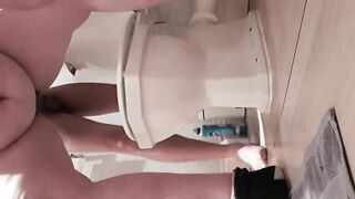 BBW Pisses and shits over toilet with her lover