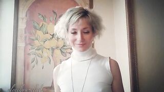 Beautiful blonde hot babe eating shit