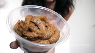 Cute Latina girl with hairy asshole showing her poop