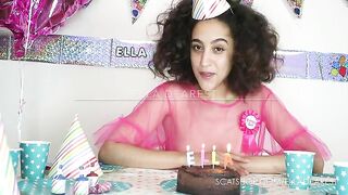 Cute Latina babe and shit birthday cake