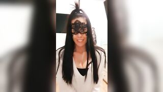 Cute masked lady and beautiful long poop