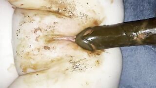 Dirty slut and shitty dildo