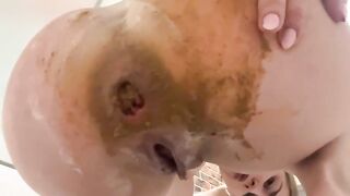 Pretty big booty lady and hot POV scat