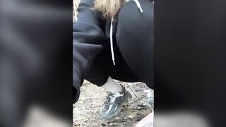 Pretty Girl Shits A Steamy Load In Forest