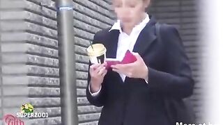 Japanese office babe poops in the public