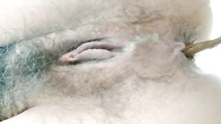 Hairy lady leaking wet juicy and shit