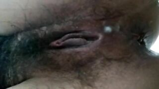 Hairy lady leaking wet juicy and shit