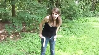 Amateur horny girlfriend and garden poop