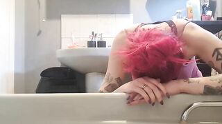 Punk tattooed girl and hot shit