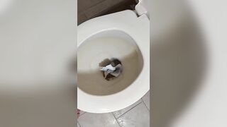 Blonde hot babe showing her sexy booty while pooping