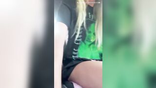 Blonde babe poo in the car