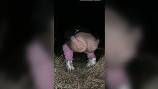 Phat booty girl pooping in the barn