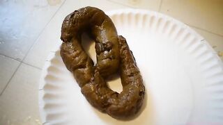 Girl wipes her ass after taking a massive shit on the toilet