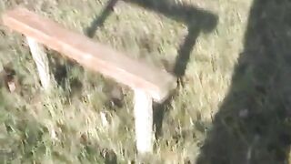 Country girl pooping in the farm