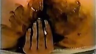 Cheeky ass lady smearing heavy shit on her panty