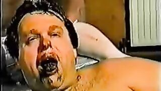 Mature dude licking and eating sticky dark shit