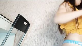 Girl with nice tits teasing and pooping