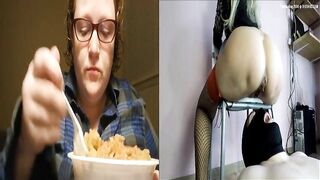 Nerdy lady shit eating mix clip