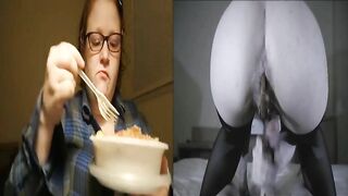 Nerdy lady shit eating mix clip